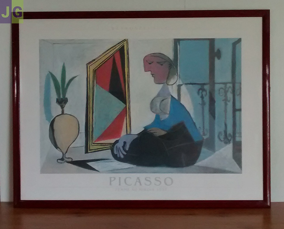 Tableau- Sous verre Déco femme au miroir 64 X 84 cm